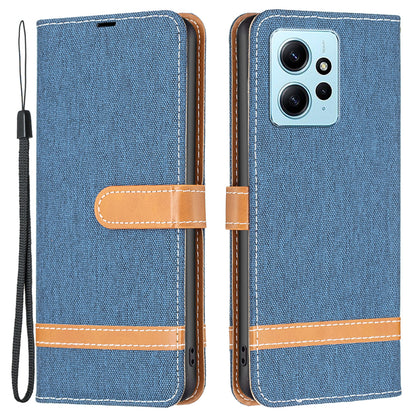 For Xiaomi Redmi Note 12 4G Jeans Cloth Splicing PU Leather Phone Cover Phone Case with Stand Wallet