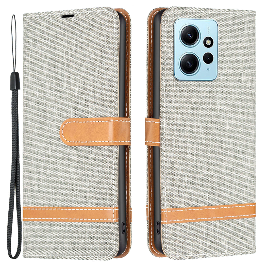 For Xiaomi Redmi Note 12 4G Jeans Cloth Splicing PU Leather Phone Cover Phone Case with Stand Wallet