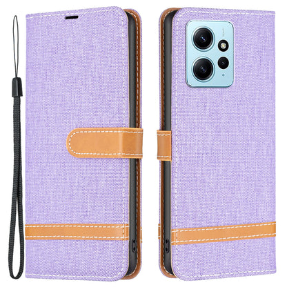 For Xiaomi Redmi Note 12 4G Jeans Cloth Splicing PU Leather Phone Cover Phone Case with Stand Wallet