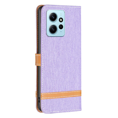 For Xiaomi Redmi Note 12 4G Jeans Cloth Splicing PU Leather Phone Cover Phone Case with Stand Wallet