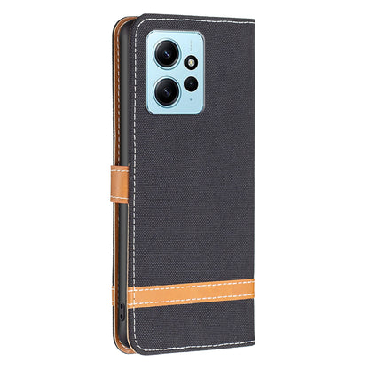 For Xiaomi Redmi Note 12 4G Jeans Cloth Splicing PU Leather Phone Cover Phone Case with Stand Wallet