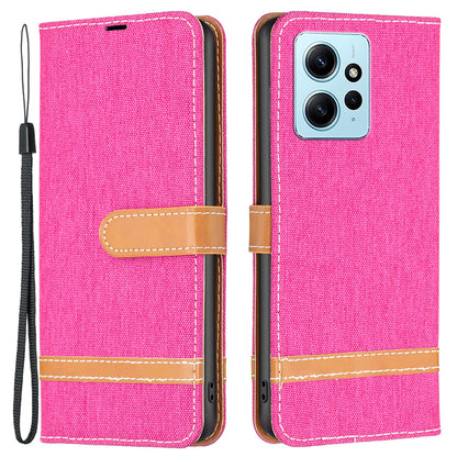 For Xiaomi Redmi Note 12 4G Jeans Cloth Splicing PU Leather Phone Cover Phone Case with Stand Wallet