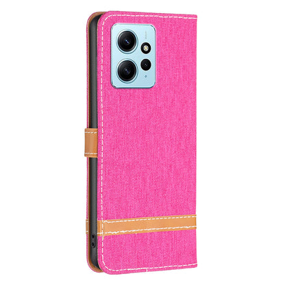 For Xiaomi Redmi Note 12 4G Jeans Cloth Splicing PU Leather Phone Cover Phone Case with Stand Wallet