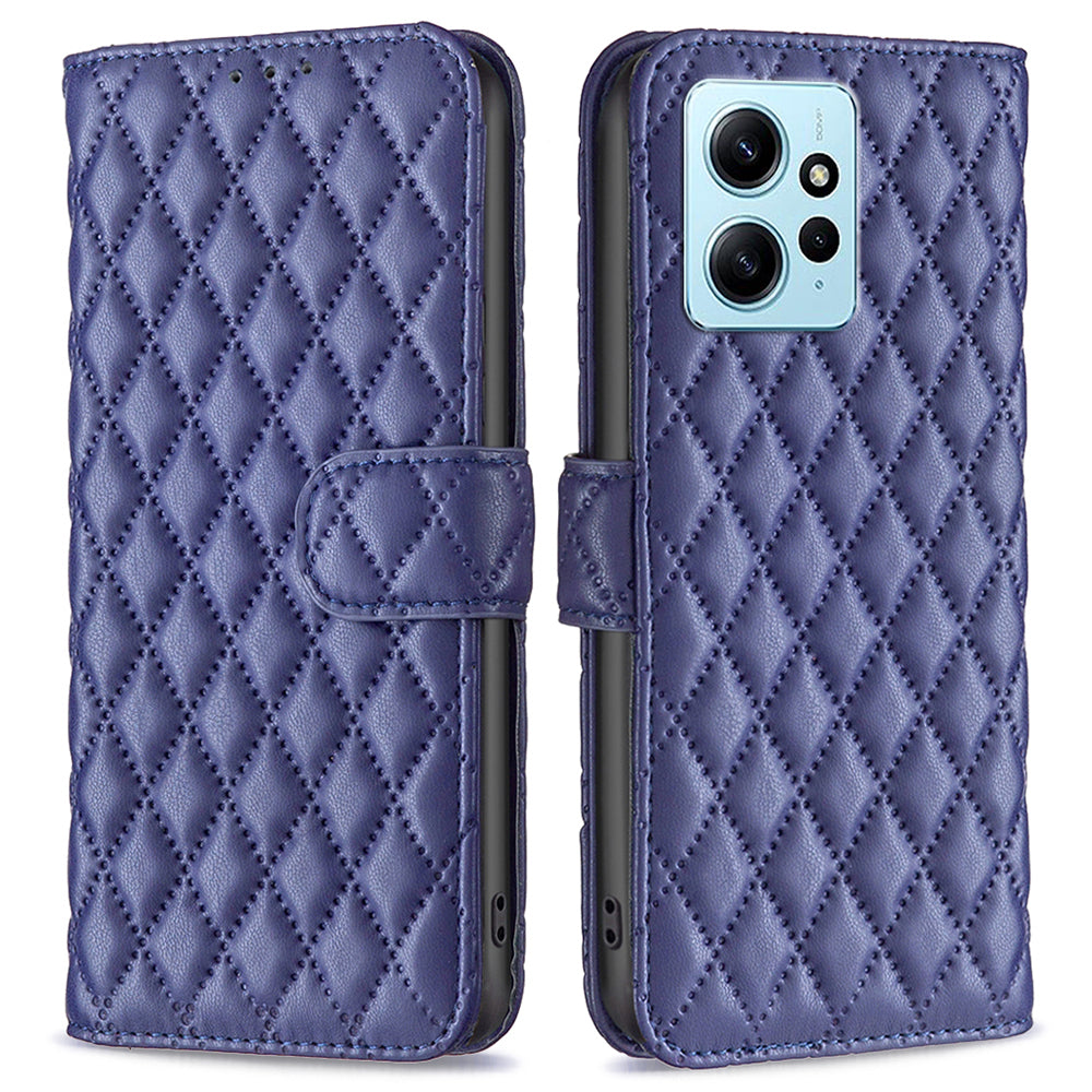 BINFEN COLOR BF Style-14 PU Leather Phone Case for Xiaomi Redmi Note 12 4G Stand Wallet Phone Cover
