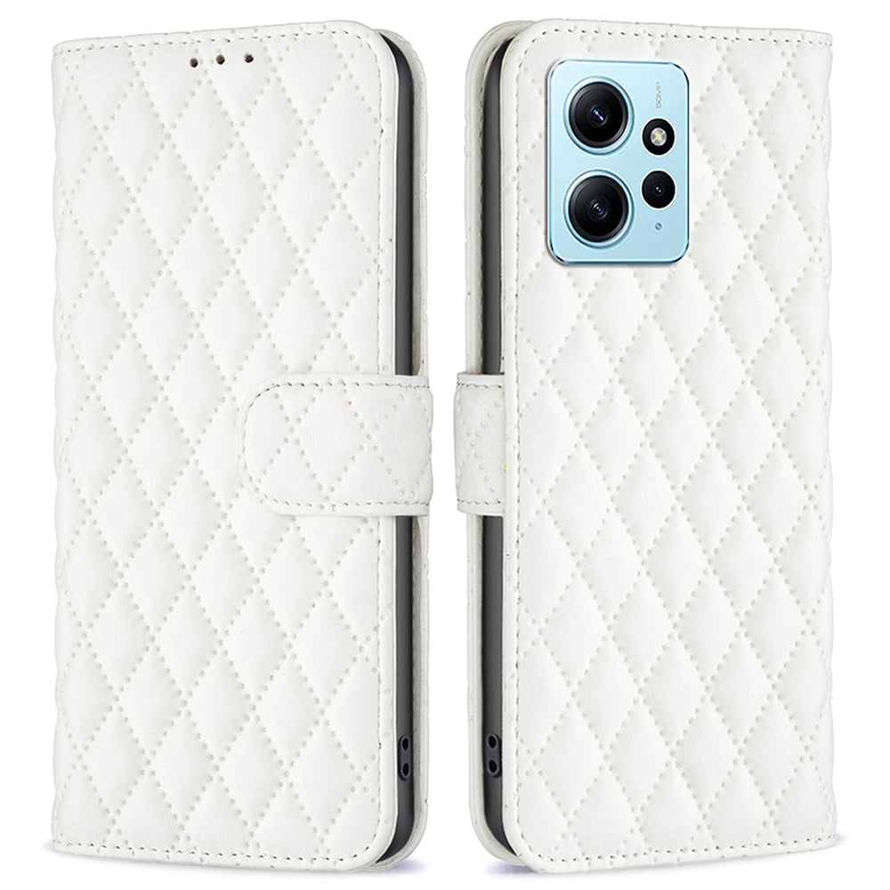 BINFEN COLOR BF Style-14 PU Leather Phone Case for Xiaomi Redmi Note 12 4G Stand Wallet Phone Cover