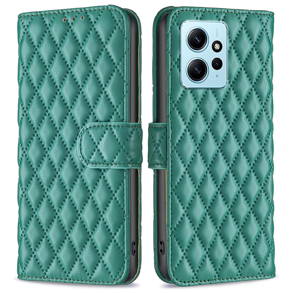 BINFEN COLOR BF Style-14 PU Leather Phone Case for Xiaomi Redmi Note 12 4G Stand Wallet Phone Cover