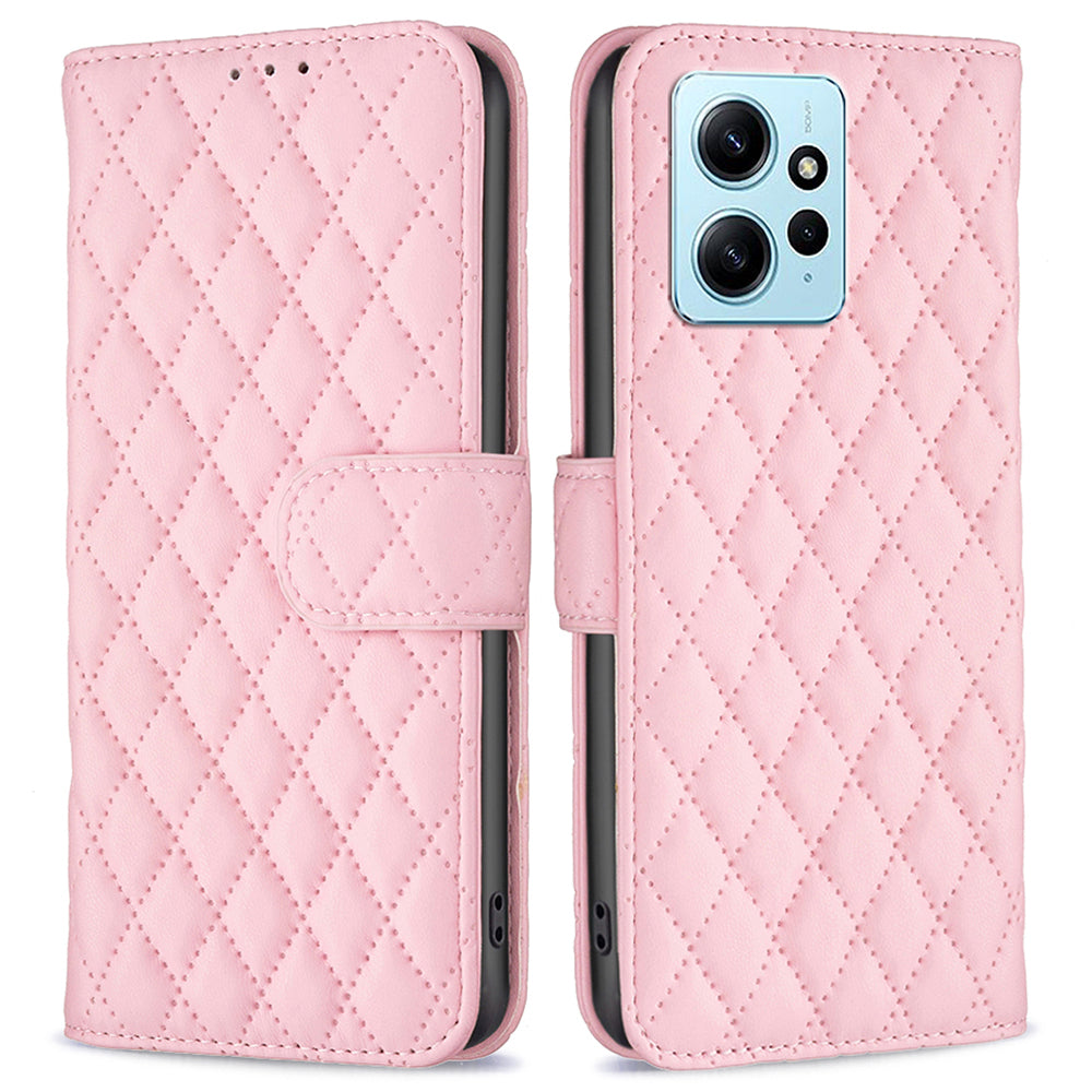 BINFEN COLOR BF Style-14 PU Leather Phone Case for Xiaomi Redmi Note 12 4G Stand Wallet Phone Cover