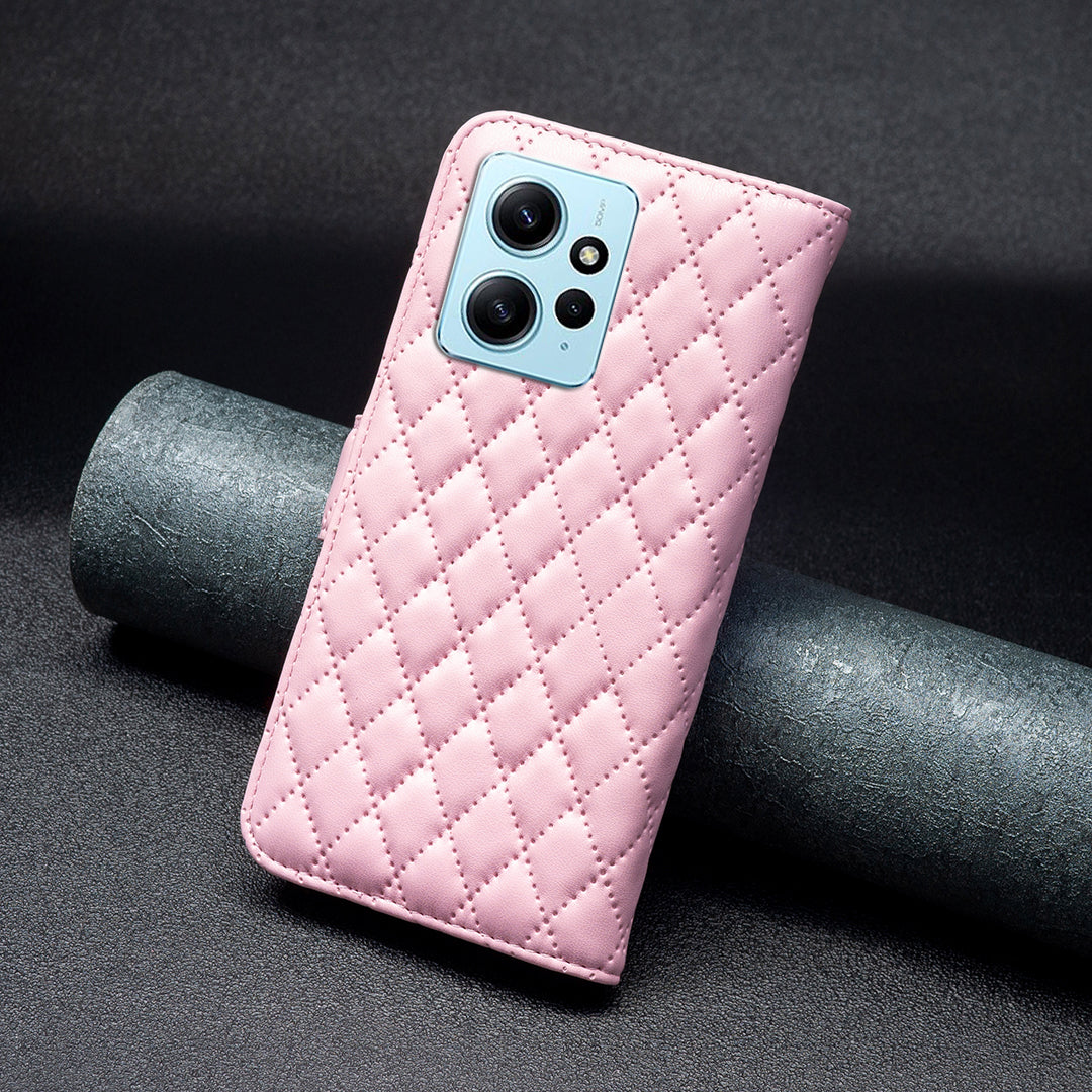 BINFEN COLOR BF Style-14 PU Leather Phone Case for Xiaomi Redmi Note 12 4G Stand Wallet Phone Cover