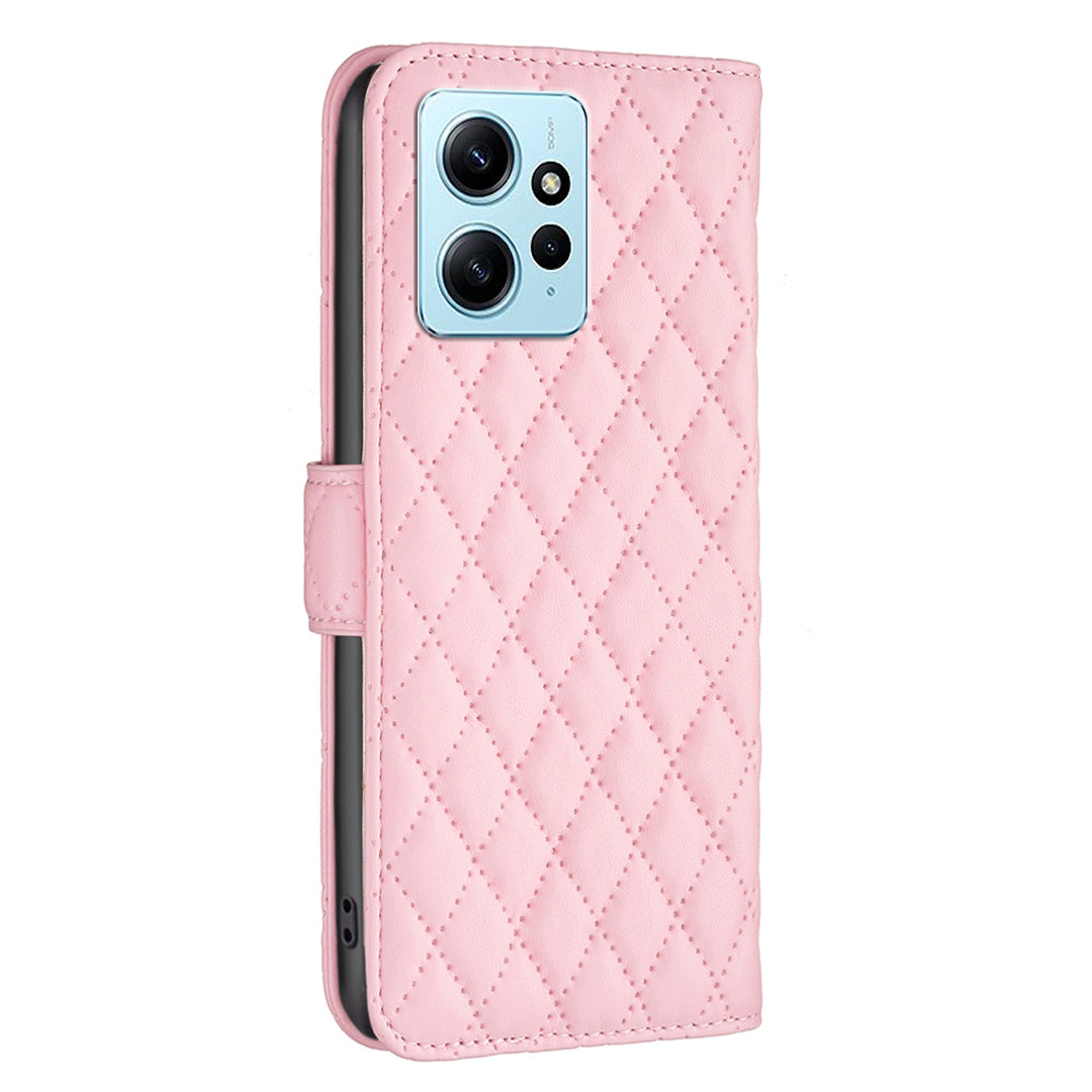 BINFEN COLOR BF Style-14 PU Leather Phone Case for Xiaomi Redmi Note 12 4G Stand Wallet Phone Cover