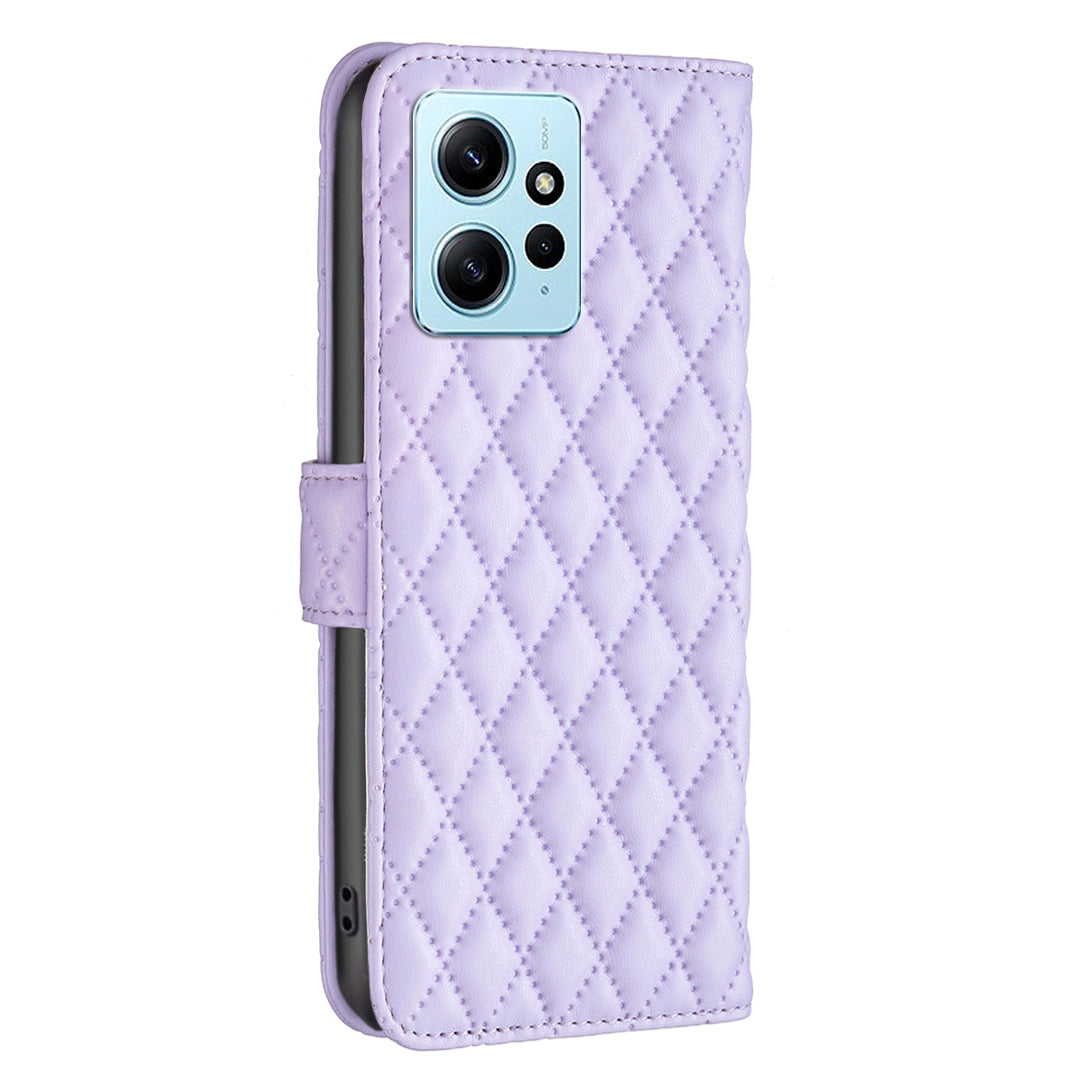 BINFEN COLOR BF Style-14 PU Leather Phone Case for Xiaomi Redmi Note 12 4G Stand Wallet Phone Cover