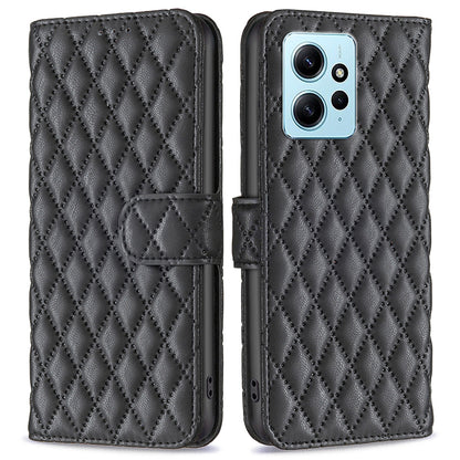 BINFEN COLOR BF Style-14 PU Leather Phone Case for Xiaomi Redmi Note 12 4G Stand Wallet Phone Cover