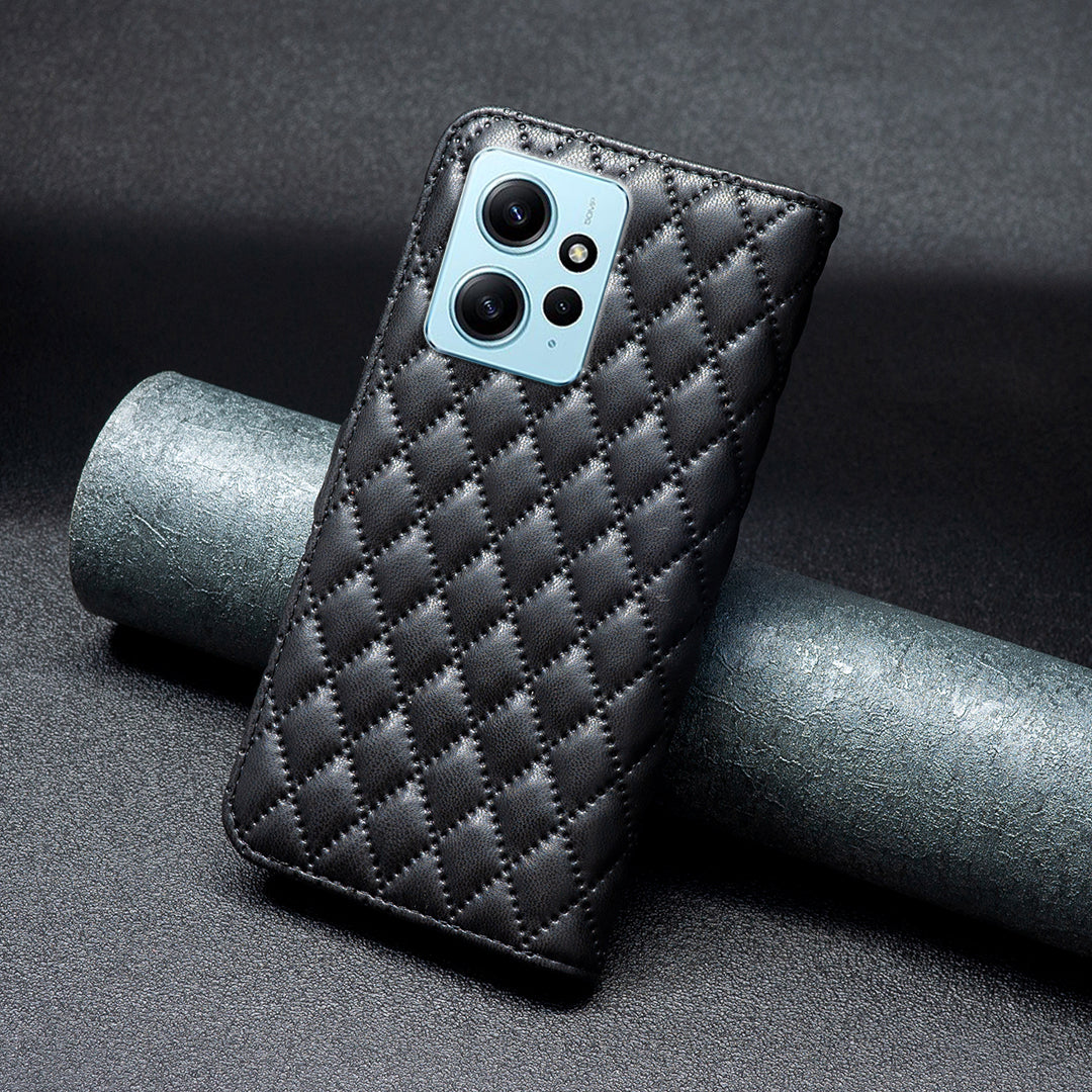 BINFEN COLOR BF Style-14 PU Leather Phone Case for Xiaomi Redmi Note 12 4G Stand Wallet Phone Cover