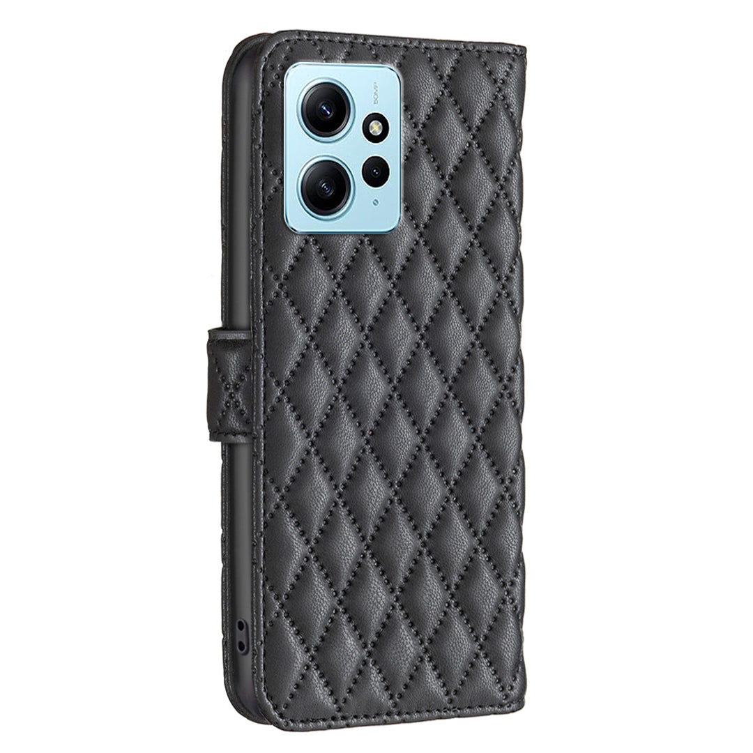 BINFEN COLOR BF Style-14 PU Leather Phone Case for Xiaomi Redmi Note 12 4G Stand Wallet Phone Cover