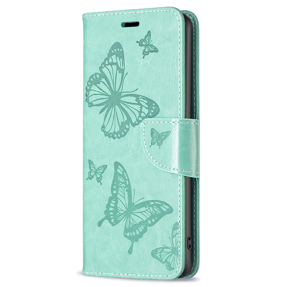 Wallet Stand Case for Xiaomi Redmi Note 12 4G Butterfly Imprinted Leather Phone Cover with Strap