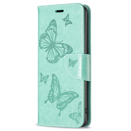 Wallet Stand Case for Xiaomi Redmi Note 12 4G Butterfly Imprinted Leather Phone Cover with Strap