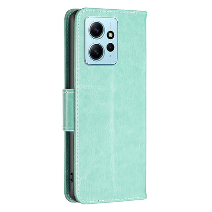 Wallet Stand Case for Xiaomi Redmi Note 12 4G Butterfly Imprinted Leather Phone Cover with Strap