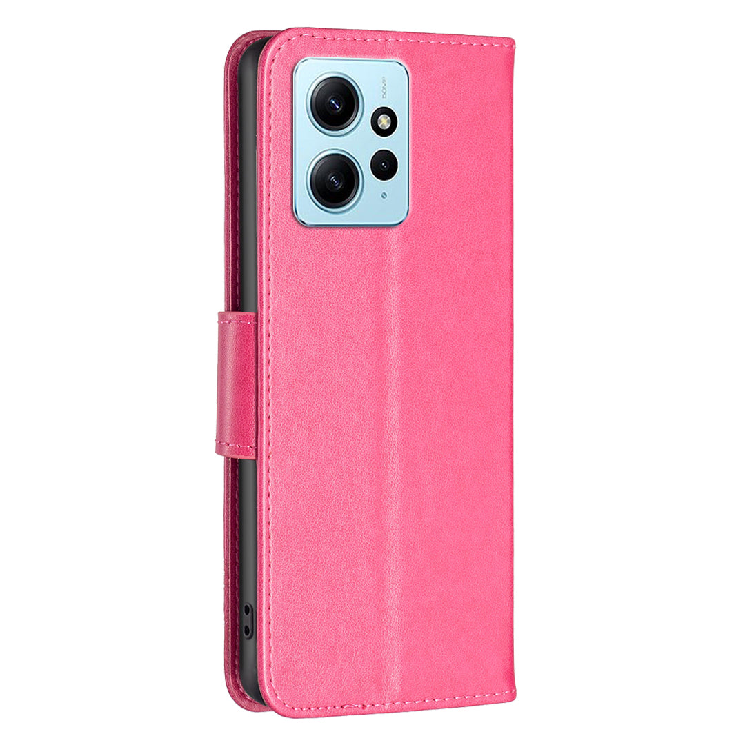 Wallet Stand Case for Xiaomi Redmi Note 12 4G Butterfly Imprinted Leather Phone Cover with Strap