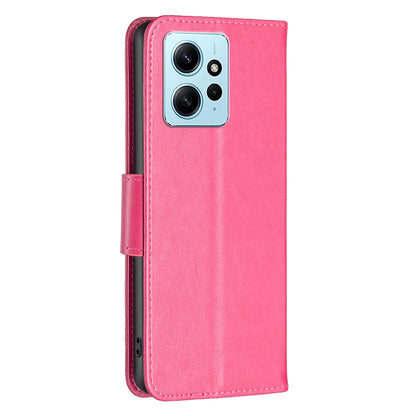 Wallet Stand Case for Xiaomi Redmi Note 12 4G Butterfly Imprinted Leather Phone Cover with Strap