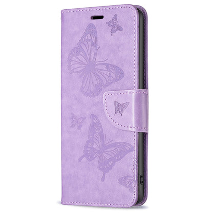 Wallet Stand Case for Xiaomi Redmi Note 12 4G Butterfly Imprinted Leather Phone Cover with Strap