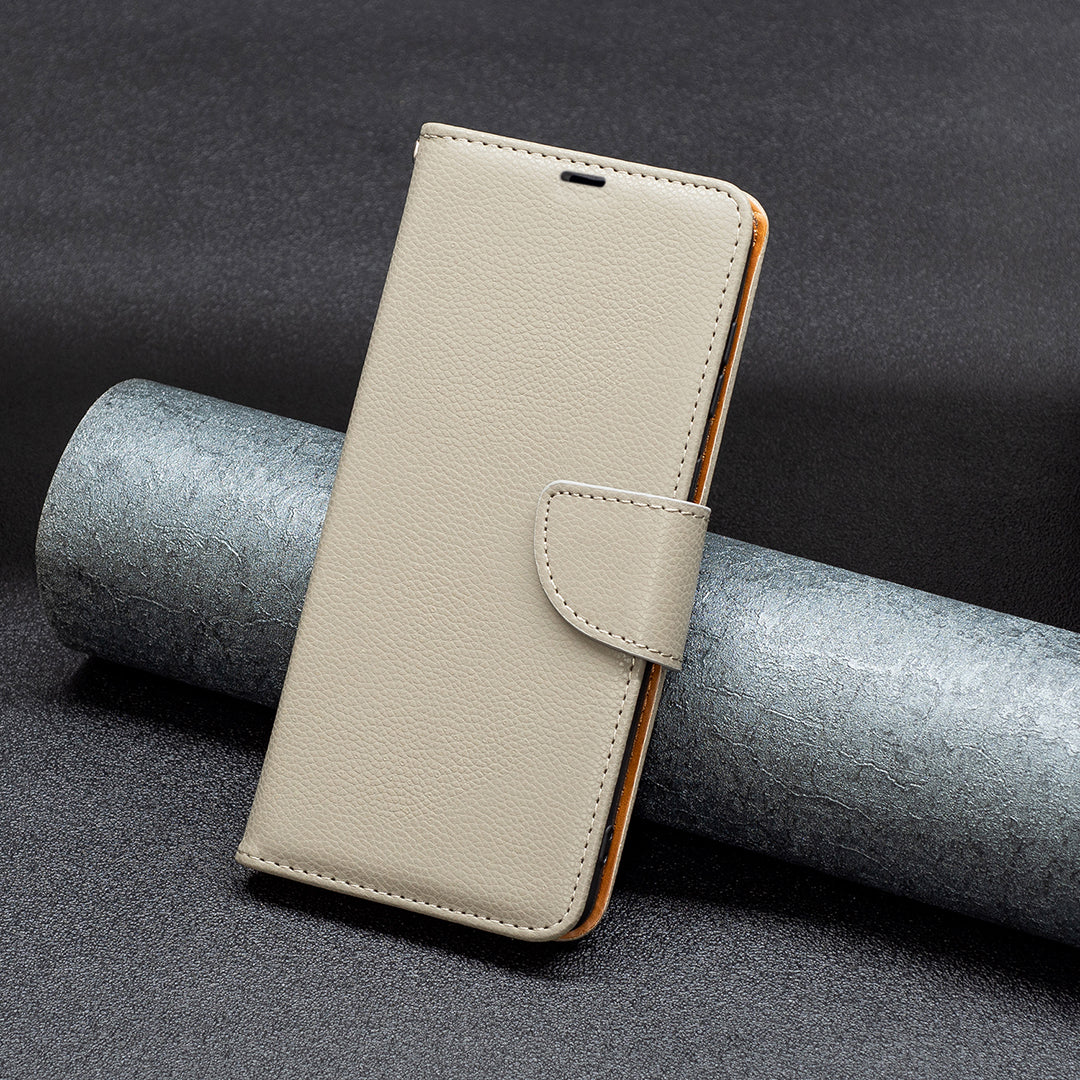 Wallet Cover for Xiaomi Redmi Note 12 4G PU Leather Litchi Texture Flip Stand Phone Case with Strap