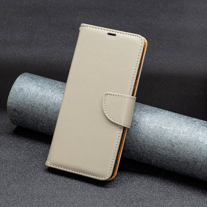 Wallet Cover for Xiaomi Redmi Note 12 4G PU Leather Litchi Texture Flip Stand Phone Case with Strap
