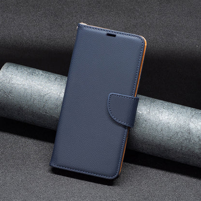 Wallet Cover for Xiaomi Redmi Note 12 4G PU Leather Litchi Texture Flip Stand Phone Case with Strap