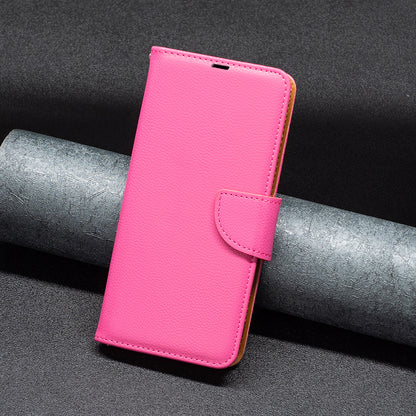 Wallet Cover for Xiaomi Redmi Note 12 4G PU Leather Litchi Texture Flip Stand Phone Case with Strap
