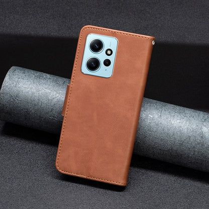 Wallet Shell for Xiaomi Redmi Note 12 4G Solid Color Shockproof Stand Case Textured PU Leather Phone Cover
