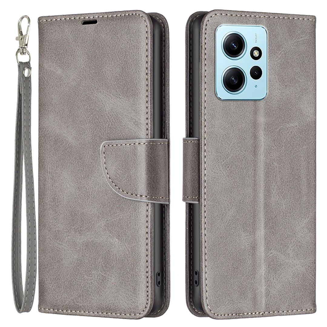 Wallet Shell for Xiaomi Redmi Note 12 4G Solid Color Shockproof Stand Case Textured PU Leather Phone Cover