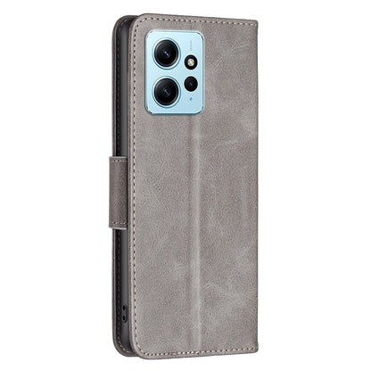Wallet Shell for Xiaomi Redmi Note 12 4G Solid Color Shockproof Stand Case Textured PU Leather Phone Cover