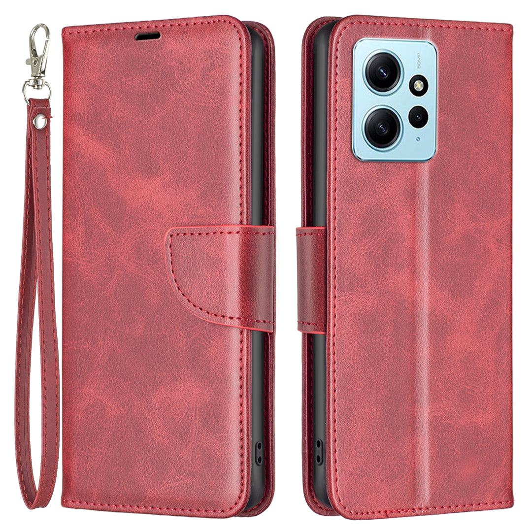 Wallet Shell for Xiaomi Redmi Note 12 4G Solid Color Shockproof Stand Case Textured PU Leather Phone Cover
