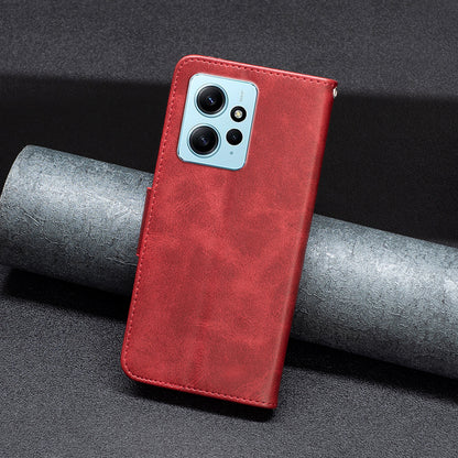 Wallet Shell for Xiaomi Redmi Note 12 4G Solid Color Shockproof Stand Case Textured PU Leather Phone Cover