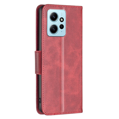 Wallet Shell for Xiaomi Redmi Note 12 4G Solid Color Shockproof Stand Case Textured PU Leather Phone Cover