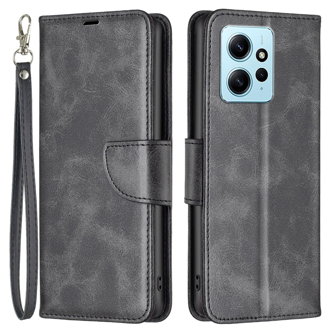 Wallet Shell for Xiaomi Redmi Note 12 4G Solid Color Shockproof Stand Case Textured PU Leather Phone Cover