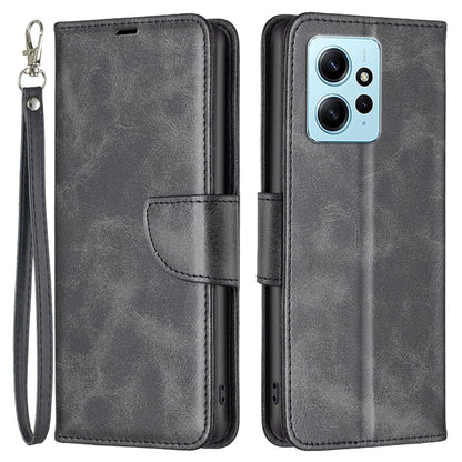 Wallet Shell for Xiaomi Redmi Note 12 4G Solid Color Shockproof Stand Case Textured PU Leather Phone Cover