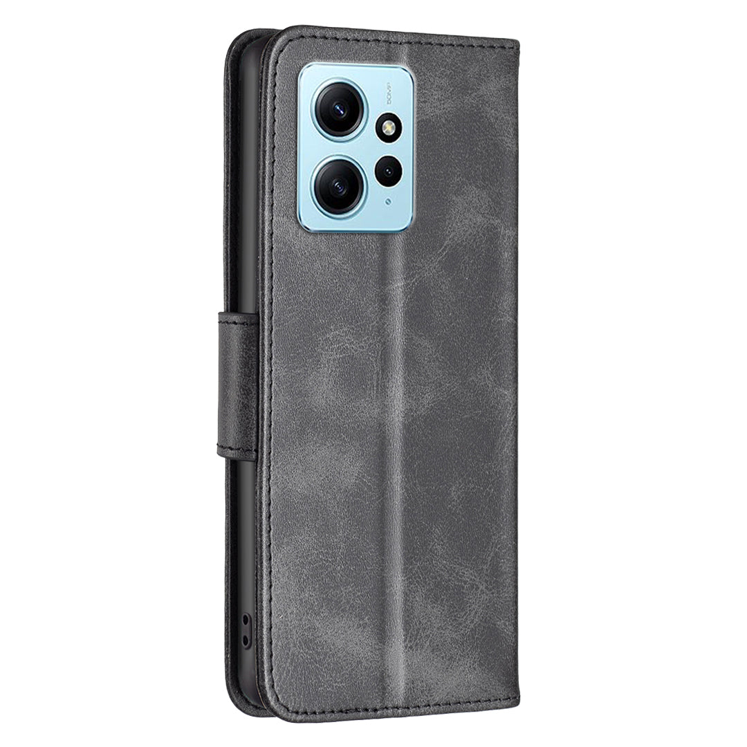 Wallet Shell for Xiaomi Redmi Note 12 4G Solid Color Shockproof Stand Case Textured PU Leather Phone Cover