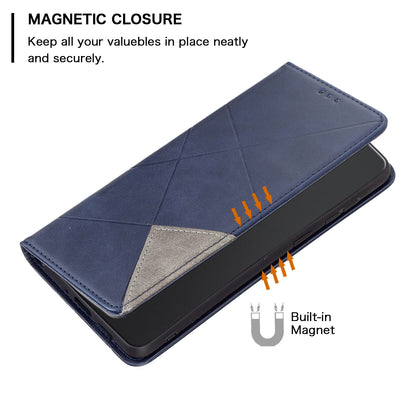 Phone Shell for Xiaomi Redmi Note 12 4G PU Leather Card Holder Splicing Imprinting Pattern Stand Cover