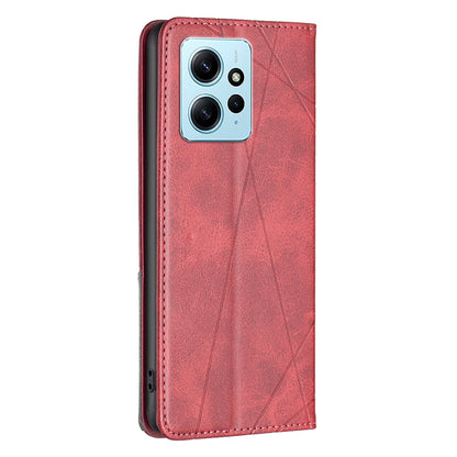 Phone Shell for Xiaomi Redmi Note 12 4G PU Leather Card Holder Splicing Imprinting Pattern Stand Cover
