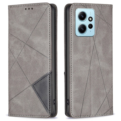 Phone Shell for Xiaomi Redmi Note 12 4G PU Leather Card Holder Splicing Imprinting Pattern Stand Cover