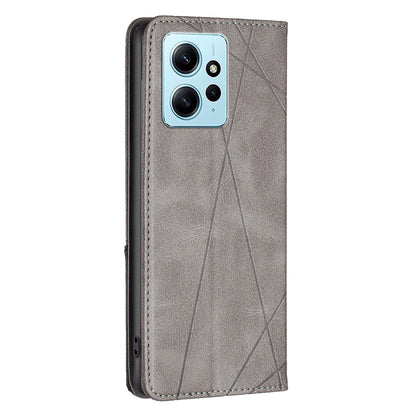 Phone Shell for Xiaomi Redmi Note 12 4G PU Leather Card Holder Splicing Imprinting Pattern Stand Cover