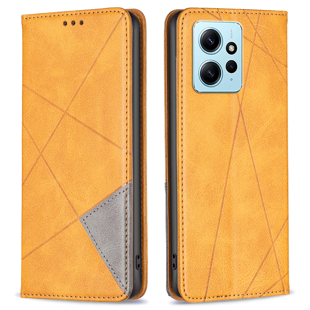 Phone Shell for Xiaomi Redmi Note 12 4G PU Leather Card Holder Splicing Imprinting Pattern Stand Cover