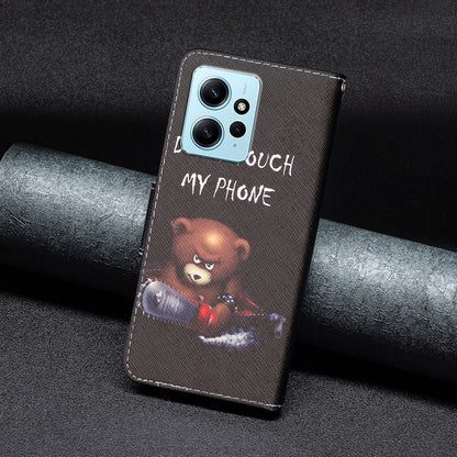 For Xiaomi Redmi Note 12 4G Anti-drop Pattern Printing Phone Case PU Leather Wallet Stand Cover
