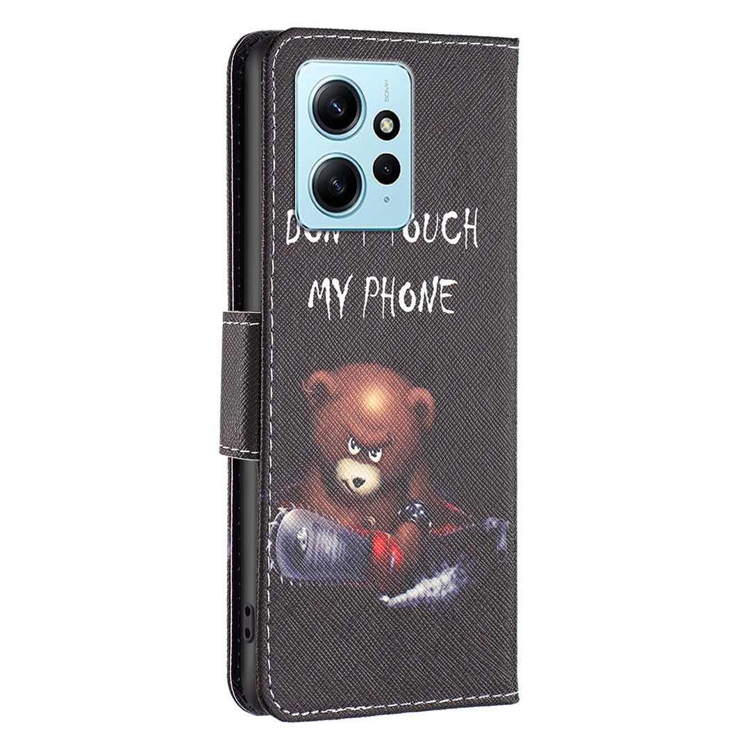 For Xiaomi Redmi Note 12 4G Anti-drop Pattern Printing Phone Case PU Leather Wallet Stand Cover