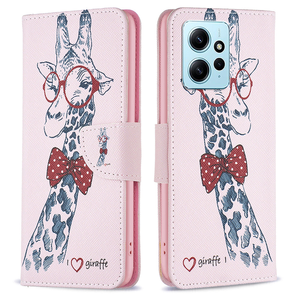 For Xiaomi Redmi Note 12 4G Anti-drop Pattern Printing Phone Case PU Leather Wallet Stand Cover