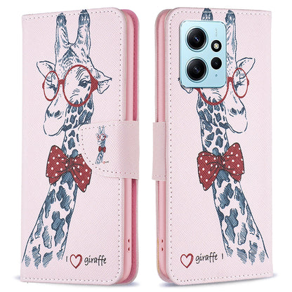 For Xiaomi Redmi Note 12 4G Anti-drop Pattern Printing Phone Case PU Leather Wallet Stand Cover