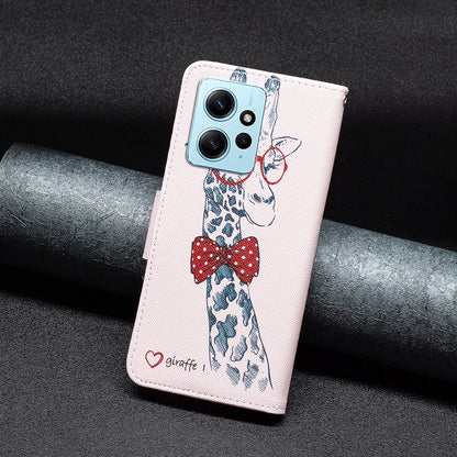 For Xiaomi Redmi Note 12 4G Anti-drop Pattern Printing Phone Case PU Leather Wallet Stand Cover