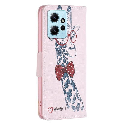 For Xiaomi Redmi Note 12 4G Anti-drop Pattern Printing Phone Case PU Leather Wallet Stand Cover