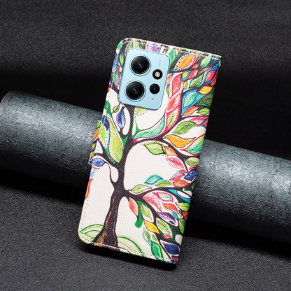 For Xiaomi Redmi Note 12 4G Anti-drop Pattern Printing Phone Case PU Leather Wallet Stand Cover