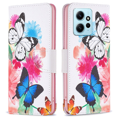 For Xiaomi Redmi Note 12 4G Anti-drop Pattern Printing Phone Case PU Leather Wallet Stand Cover