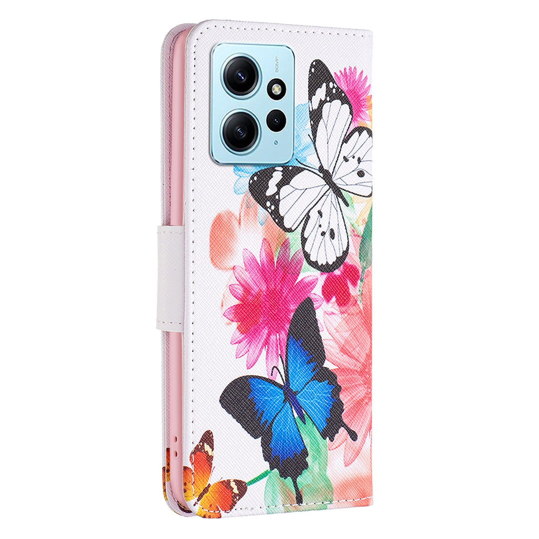 For Xiaomi Redmi Note 12 4G Anti-drop Pattern Printing Phone Case PU Leather Wallet Stand Cover